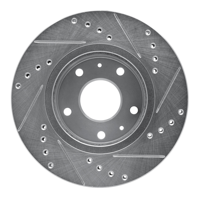 Land Rover Freelander Brake Rotor (1) - Front Left - R1 Concepts - Drilled & Slotted - Silver - `02-`05